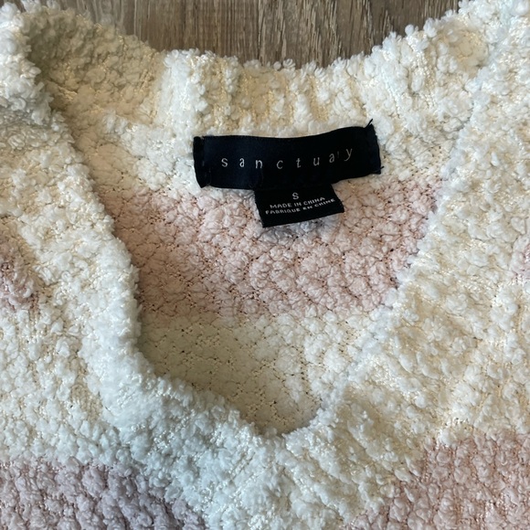 Sanctuary Small Pink & White Striped Women’s Pullover Fuzzy Sweater - Picture 3 of 6